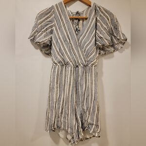 Harper Blue and White Striped Romper